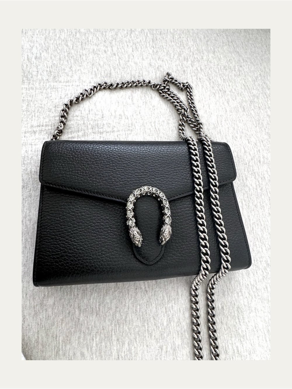 Gucci Dionysus Black Leather Wallet on Chain WOC